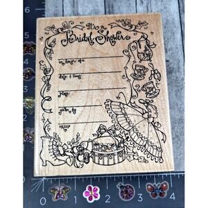 Embossing Arts Bridal Shower Invitation 398JJ 1997 Rubber Stamp Wood #H22